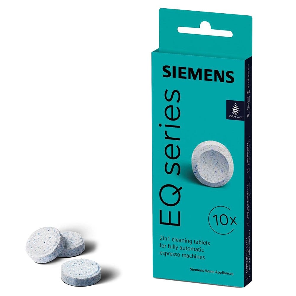 Pastilles nettoyantes 2-en-1 (10pcs) d'origine Siemens EQ. Séries 00312097 / TZ80001A pour machine à café