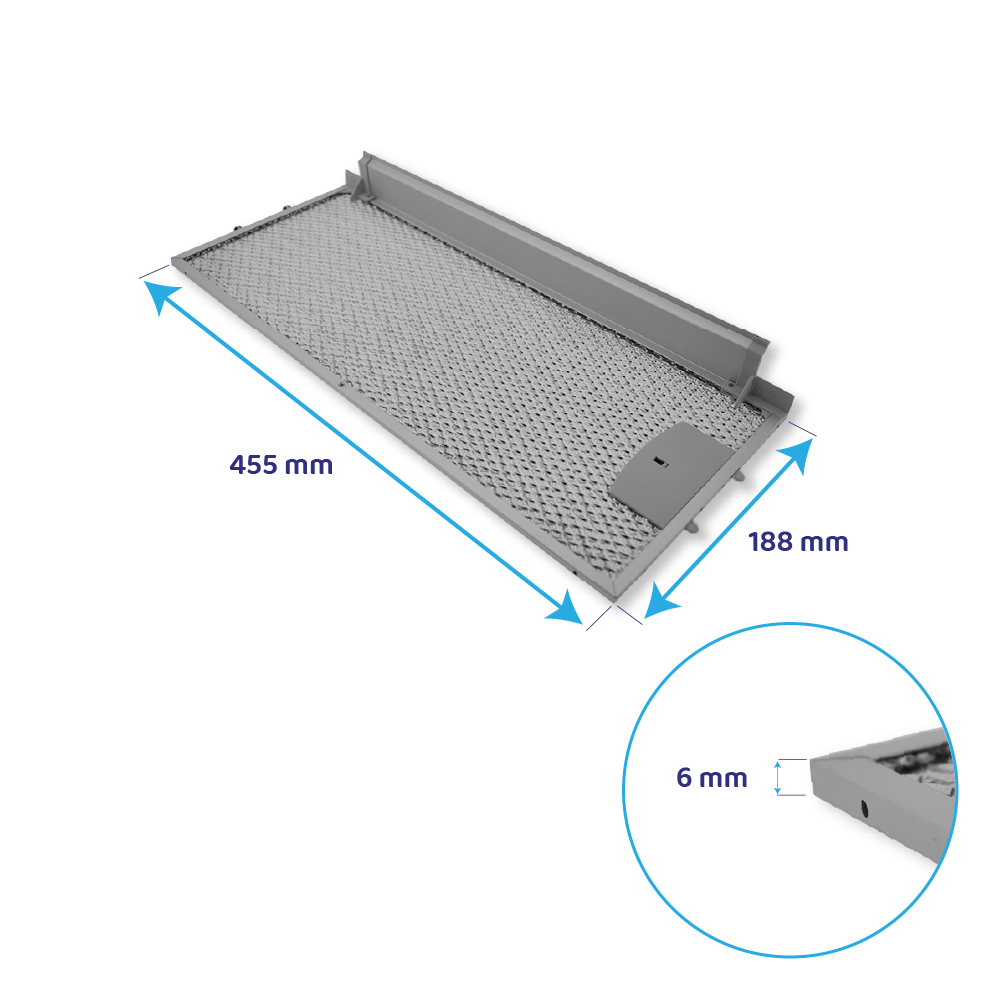 Filtre à graisse en métal 455x188mm d'origine Gaggenau 434105 / 00434105 (avant)