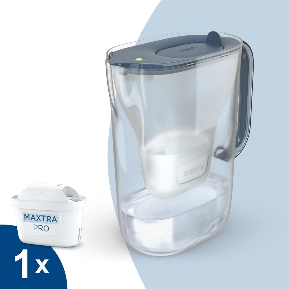 BRITA Carafe filtrante 2.4L Style Essential Bleu pierre + cartouche filtrante MAXTRA PRO