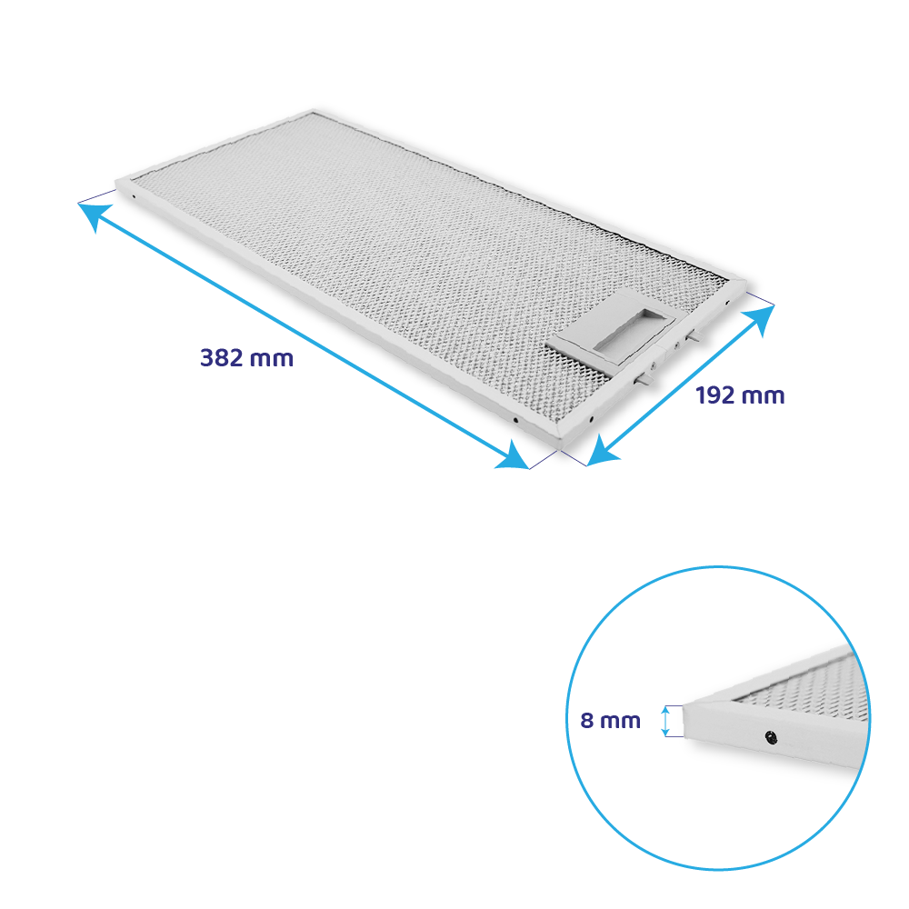 Filtre à graisse en métal 382x192mm d'origine Viva pour VVA91F251...