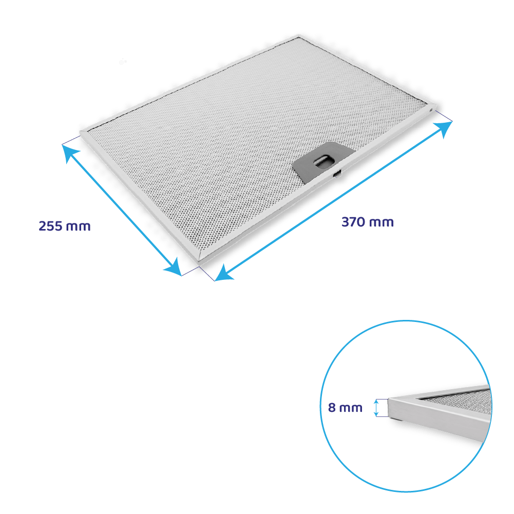 Filtre à graisse en métal 370x255mm d'origine Mepamsa 133.0076.268