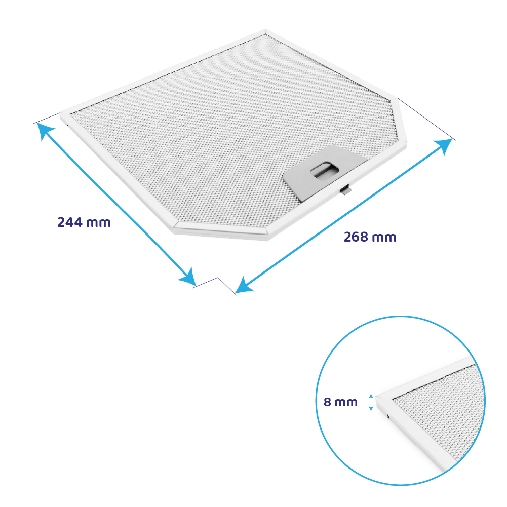 Filtre à graisse en métal 268x244mm d’origine Mepamsa 133.0017.598