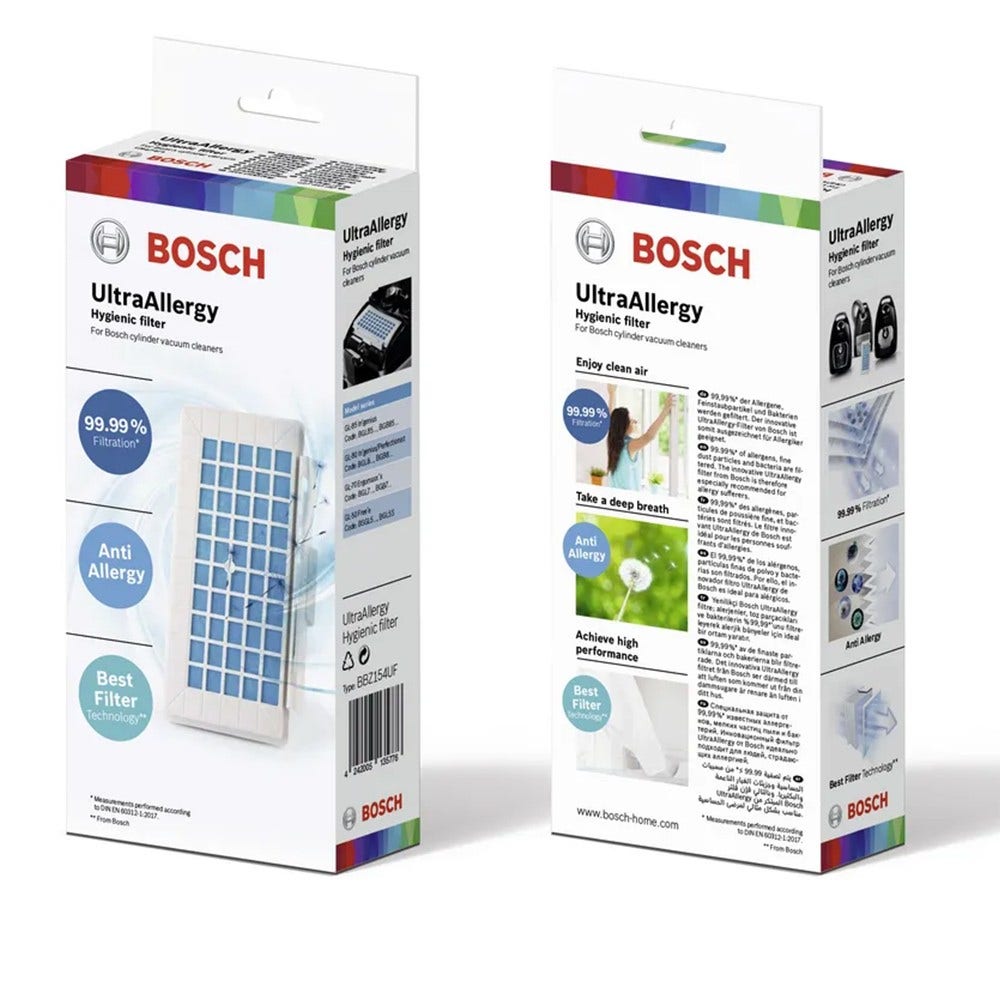 Filtre hygiénique HEPA Bosch UltraAllergy pour aspirateur 17004549