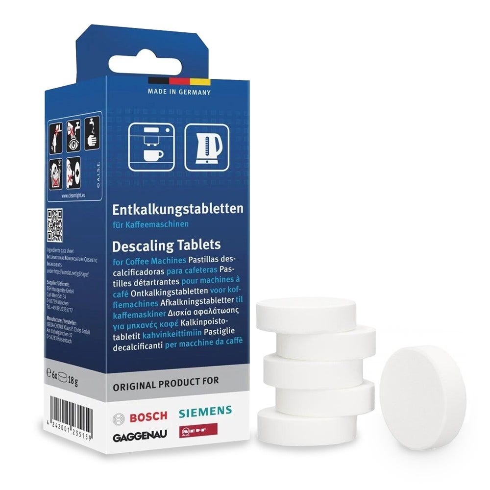 Pastilles détartrantes (6pcs) d'origine Bosch 311864 / 311566 / TCZ6002 pour machine à café