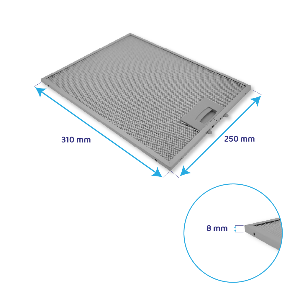 Filtre à graisse en métal 310x250mm d'origine Neff 353110 / 00353110