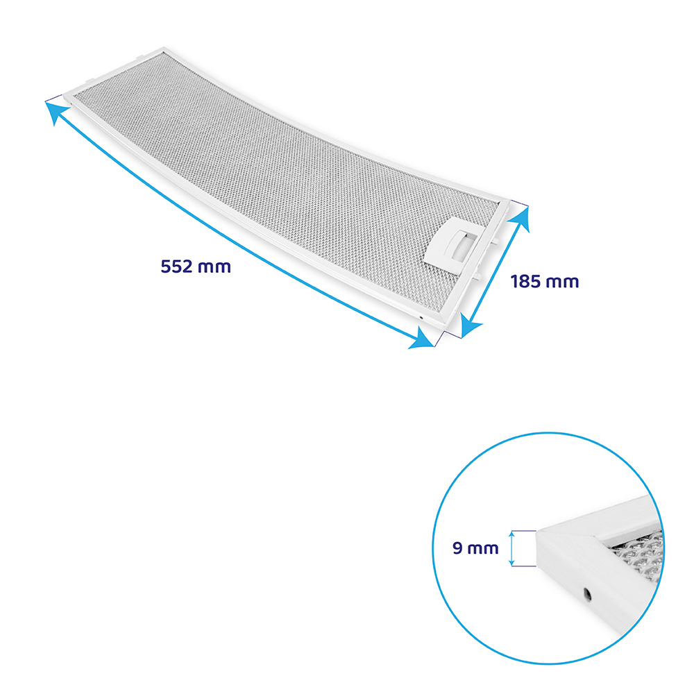 Filtre à graisse en métal 552x185mm d'origine Neff 357623 / 00357623