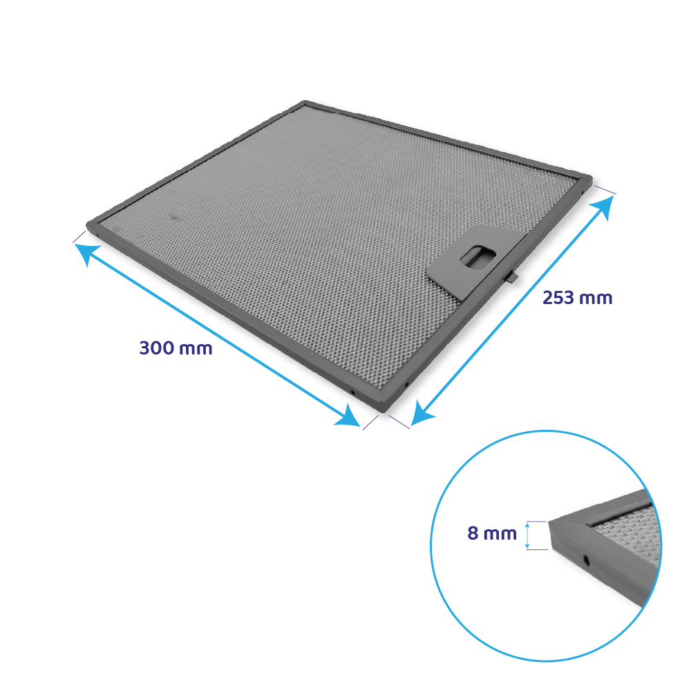 Filtre à graisse en métal 300x253mm d'origine SMEG 073410667