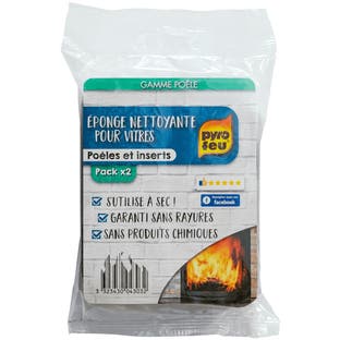 Eponge nettoyante pour vitres 2x Pyrofeu pour poêles / inserts