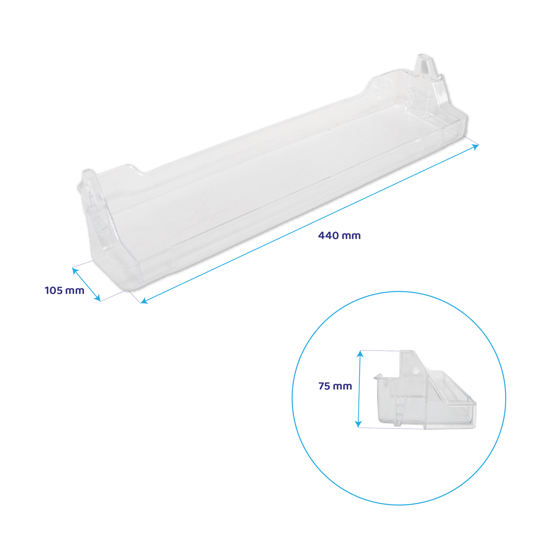 Balconnet d’origine Whirlpool 440x105x75mm pour réfrigérateur 481010476960
