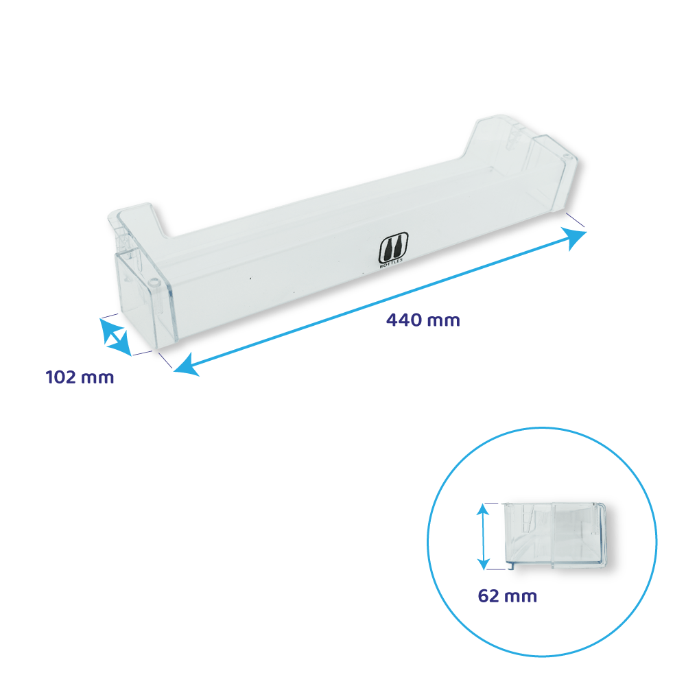 Balconnet porte bouteilles d’origine Whirlpool 440x102x62mm
