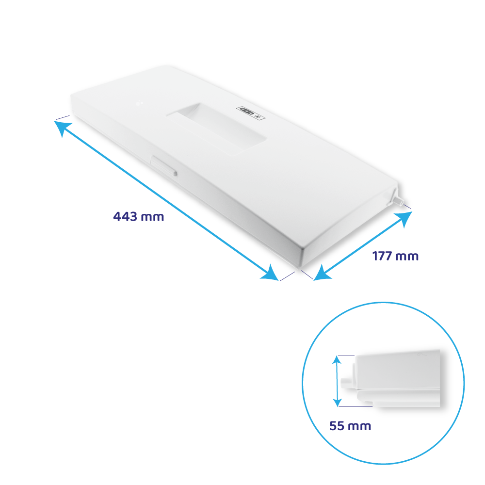 Porte de freezer d’origine Whirlpool 443x177x55mm