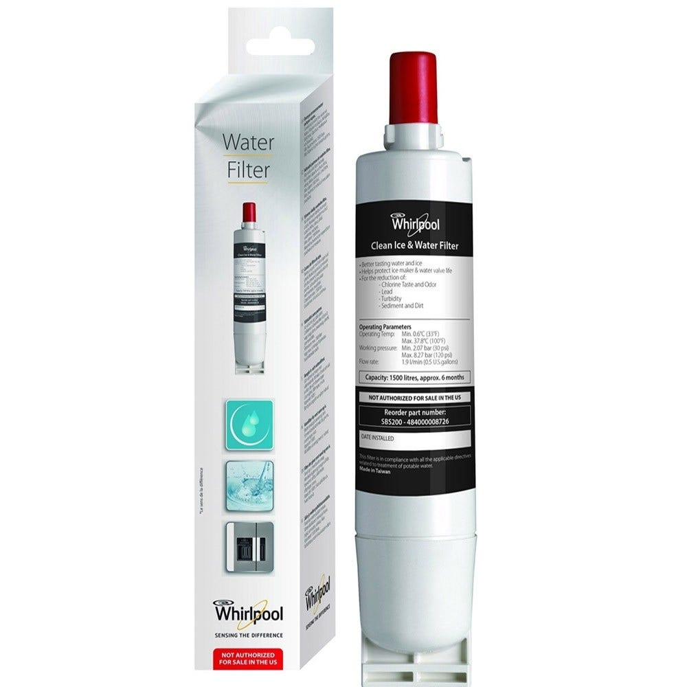 Pack 1x Filtre à eau (SBS200) + 1x Filtre à air (ABF001) pour Whirlpool frigo