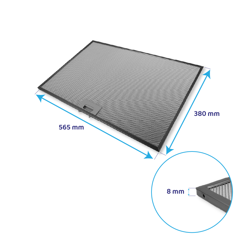 Filtre à graisse en métal 565x380mm d'origine Elica pour KREA... / VEGA...