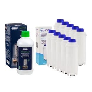 Kit d'entretien pour machine à café Filtre à eau (10 pièces) + Détartrant (500 ml) adapté pour Delonghi
