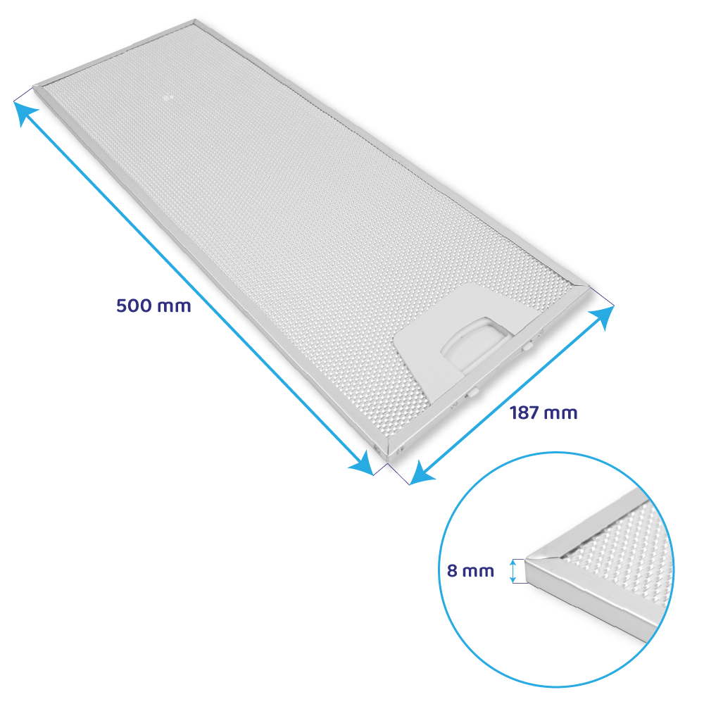 Filtre à graisse en métal 500x187mm d'origine Teka TL62 / 61804012