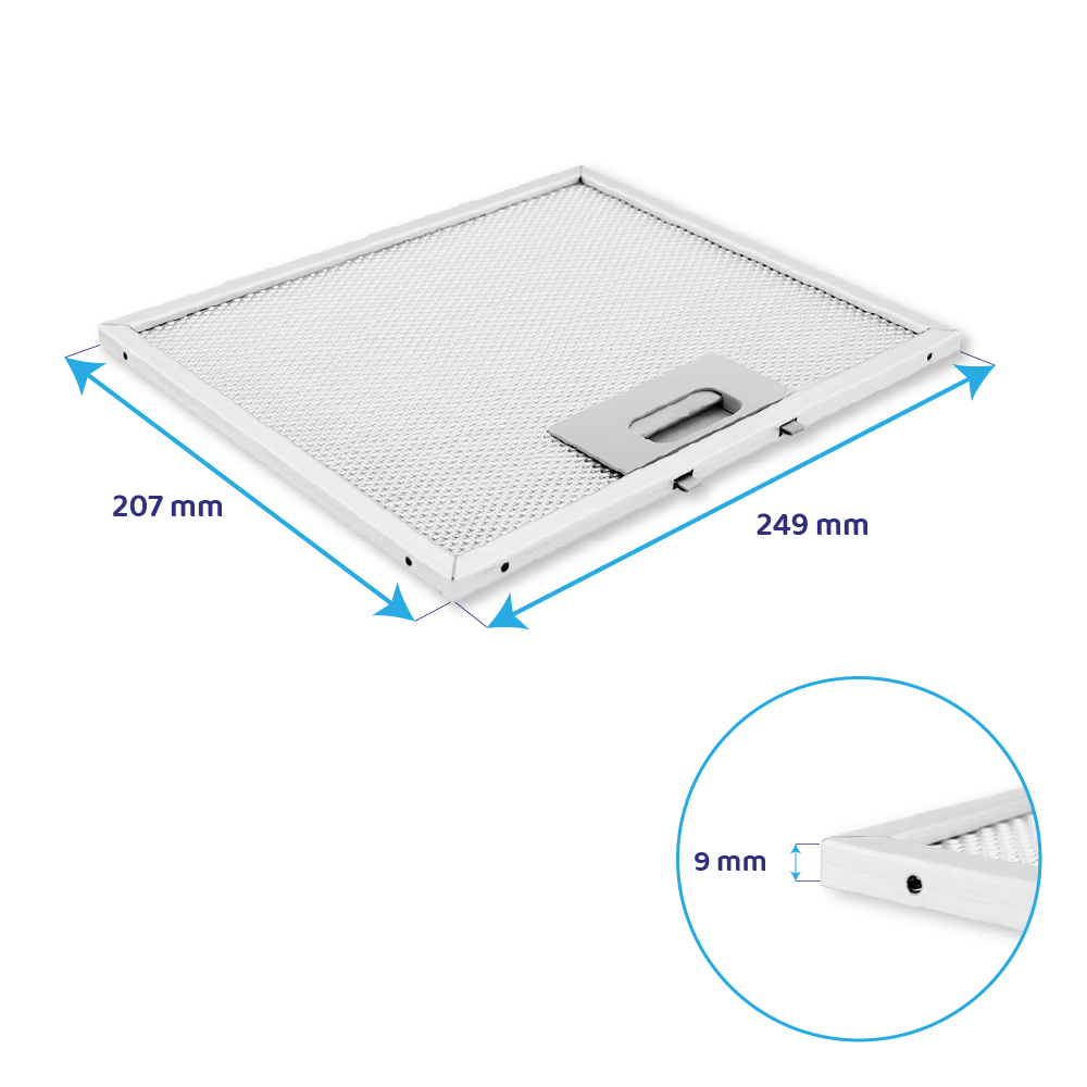 Filtre à graisse en métal 207x249mm d'origine Teka pour GHF55...