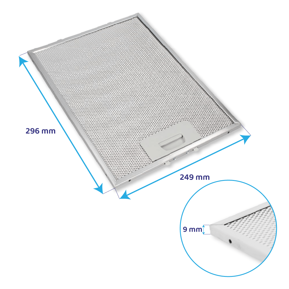 Filtre à graisse en métal 296x249mm d'origine Teka FH73