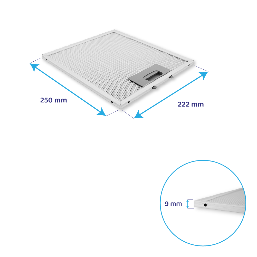 Filtre à graisse en métal 250x222mm d'origine Balay 707764 / 00707764