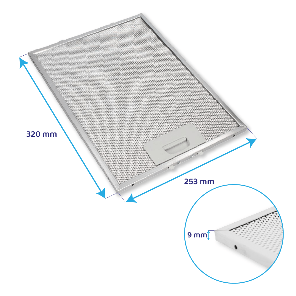Filtre à graisse en métal 320x253mm d'origine Teka 81479009