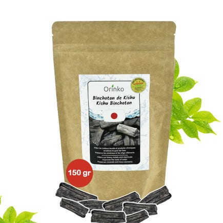 Charbon actif de purification (150g en morceaux) Binchotan Japonais de Kishu Bio Authentique (Certifié)