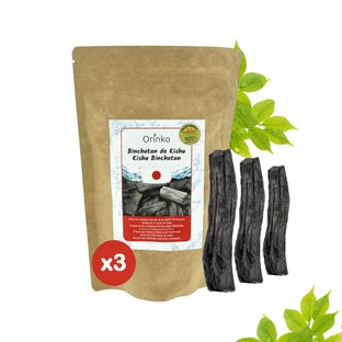 Charbon actif de purification (3pcs) Binchotan Japonais de Kishu Bio Authentique (Certifié)