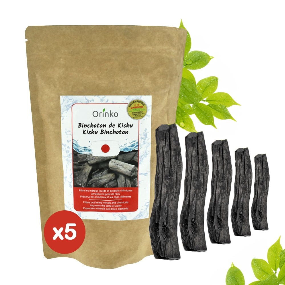 Charbon actif de purification (5pcs) Binchotan Japonais de Kishu Bio Authentique (Certifié)