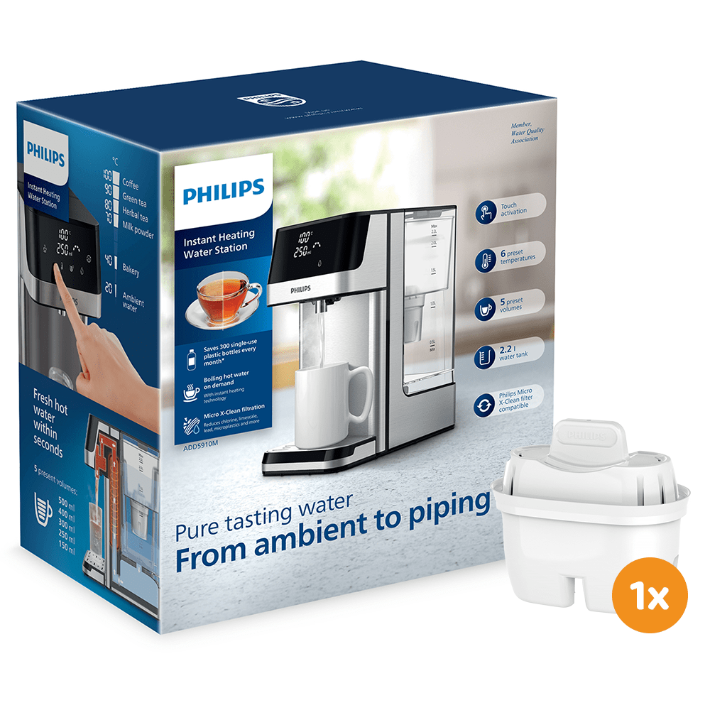Distributeur d'eau chaude Philips ADD5910M (filtre aussi les PFAS) compatible avec BRITA