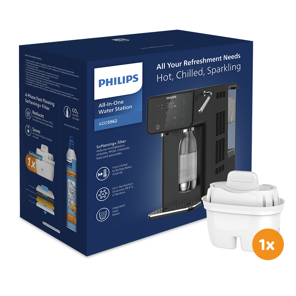 Station d'eau tout-en-un Philips chaude + froide + gazeuse ADD5962BK (filtre aussi les PFAS) compatible avec BRITA