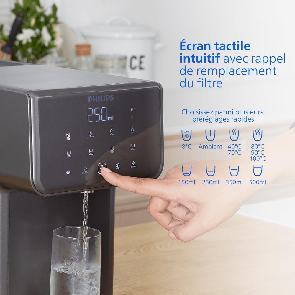 Fontaine à eau pour particulier - chaude et froide tout-en-un Philips ADD5981GR (filtre aussi les PFAS) compatible avec BRITA