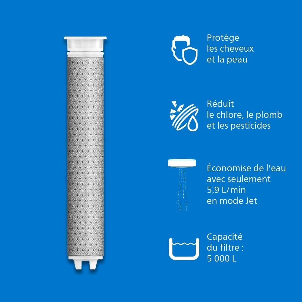 Pommeau de Douche Philips avec Filtre ASH1516CH (chlore, plomb et pesticides réduits)
