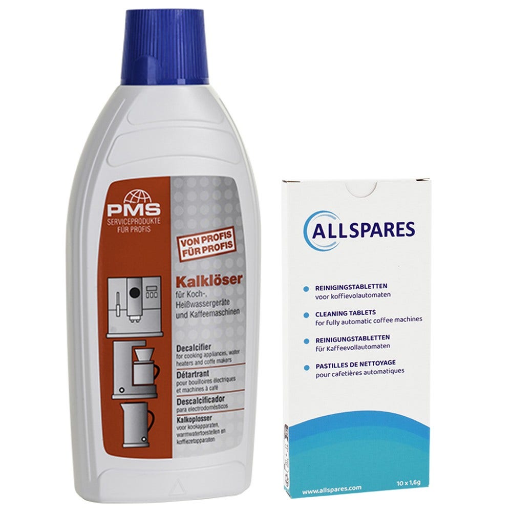 Kit d'entretien pour machine à café Bosch pastilles de nettoyage (10pcs) + détartrant (500ml) par AllSpares