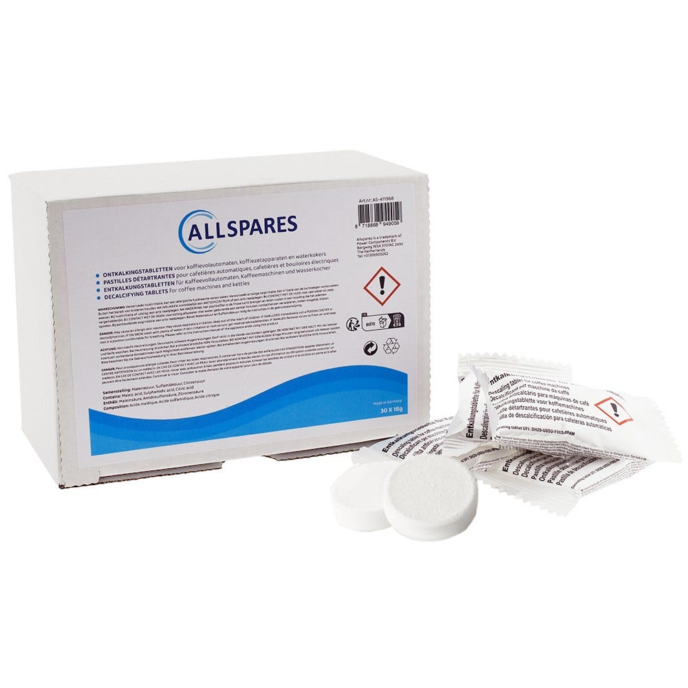 Pastilles détartrantes (30pcs) Siemens 311864 / TZ60002 / TZ80002 / 00312454 pour machine à café par AllSpares