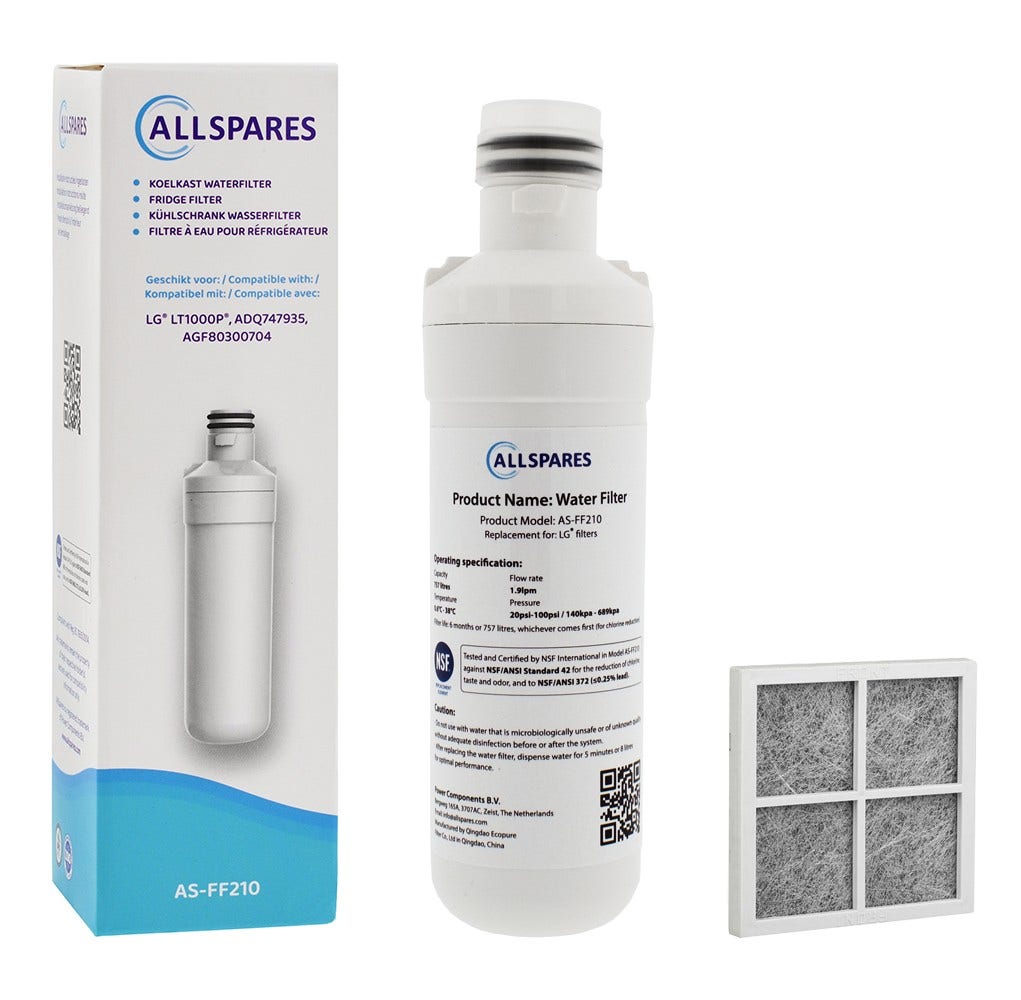 Pack 1x Filtre à eau (AS-FF210) + 1x Filtre à air (LT120F) pour LG frigo