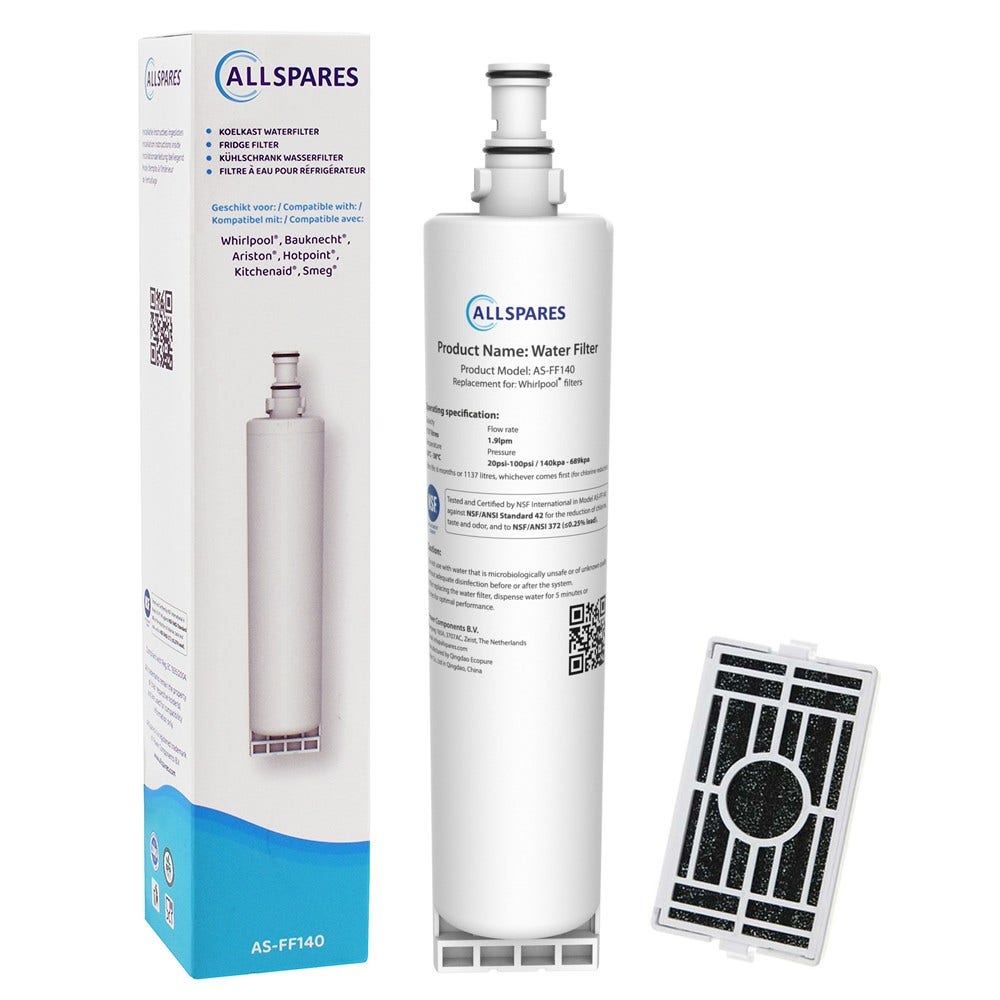 Pack 1x Filtre à eau (SBS200) par AllSpares + 1x Filtre à air (ABF001) pour Whirlpool frigo