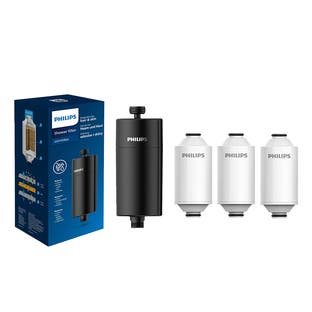 Philips filtre de douche (noir) avec 3 cartouches compatible avec tous tuyaux et robinets