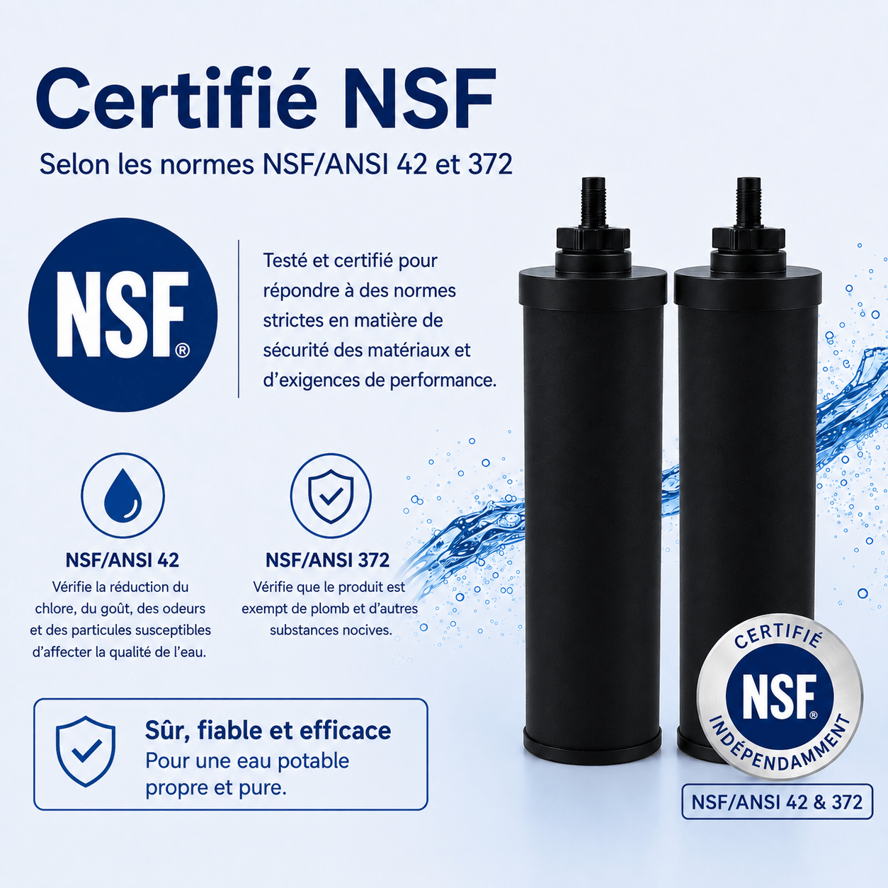 Filtre à eau AllSpares (2pcs) pour système de filtration par gravité AS-WD010
