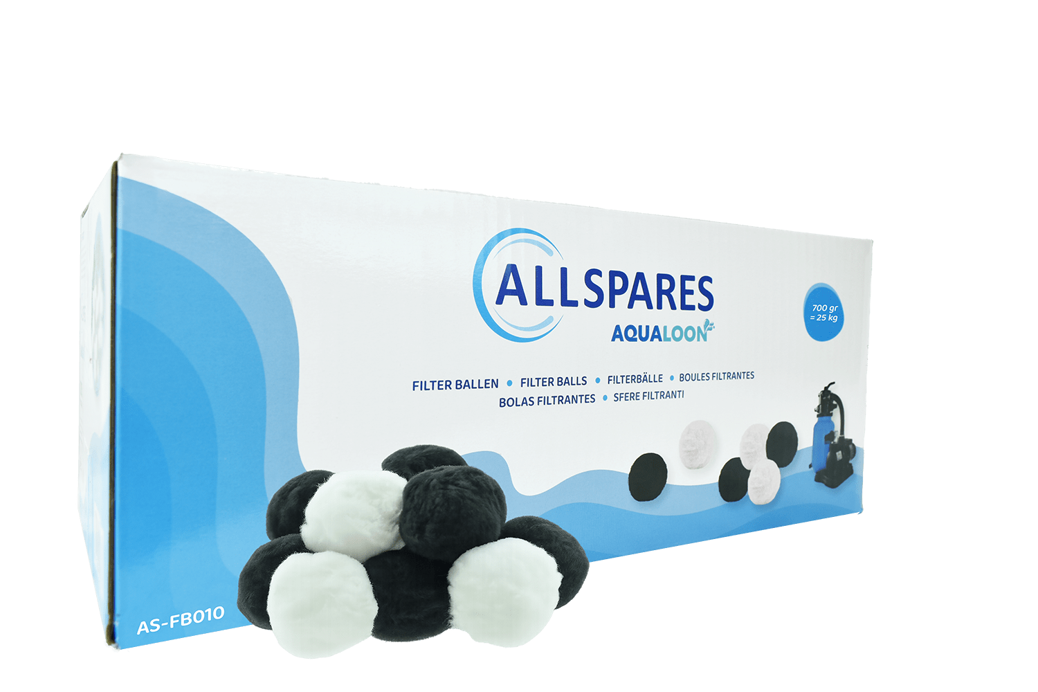 Boules Filtrantes Duo 700 g = 25 kg Sable | Blanc : Ultra-Filtration, Noir : Anti-Odeurs