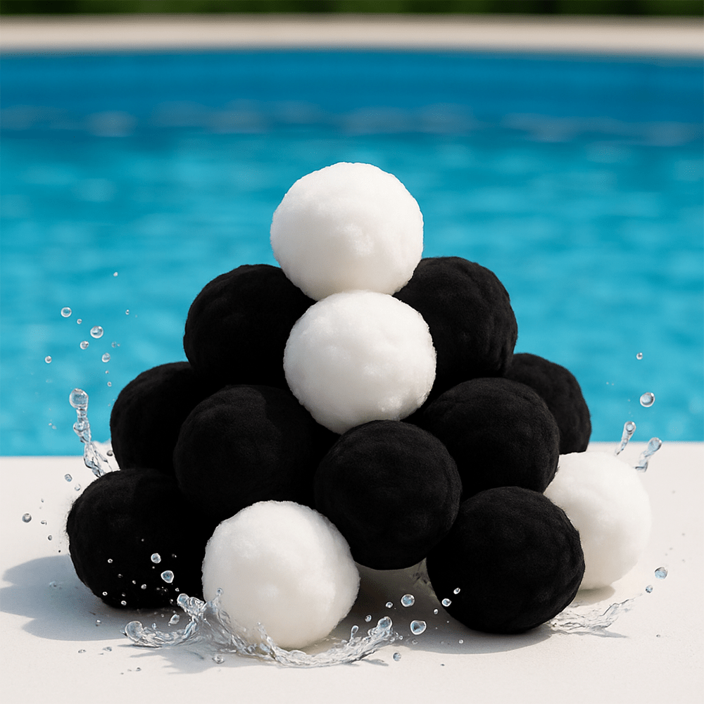 Boules Filtrantes Duo 700 g = 25 kg Sable | Blanc : Ultra-Filtration, Noir : Anti-Odeurs