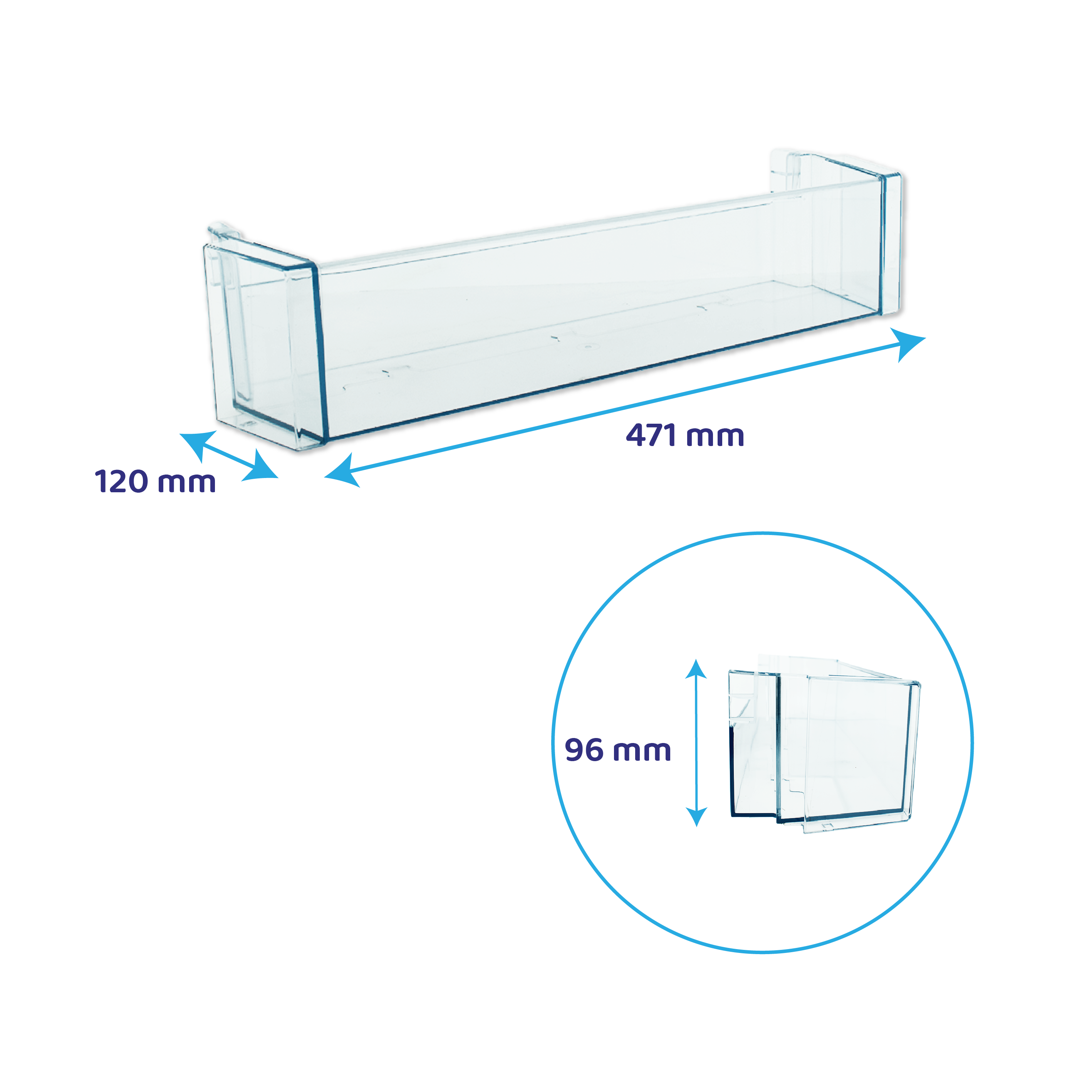 Balconnet à bouteilles pour réfrigérateur 471x120mm compatible avec Bosch 00709646