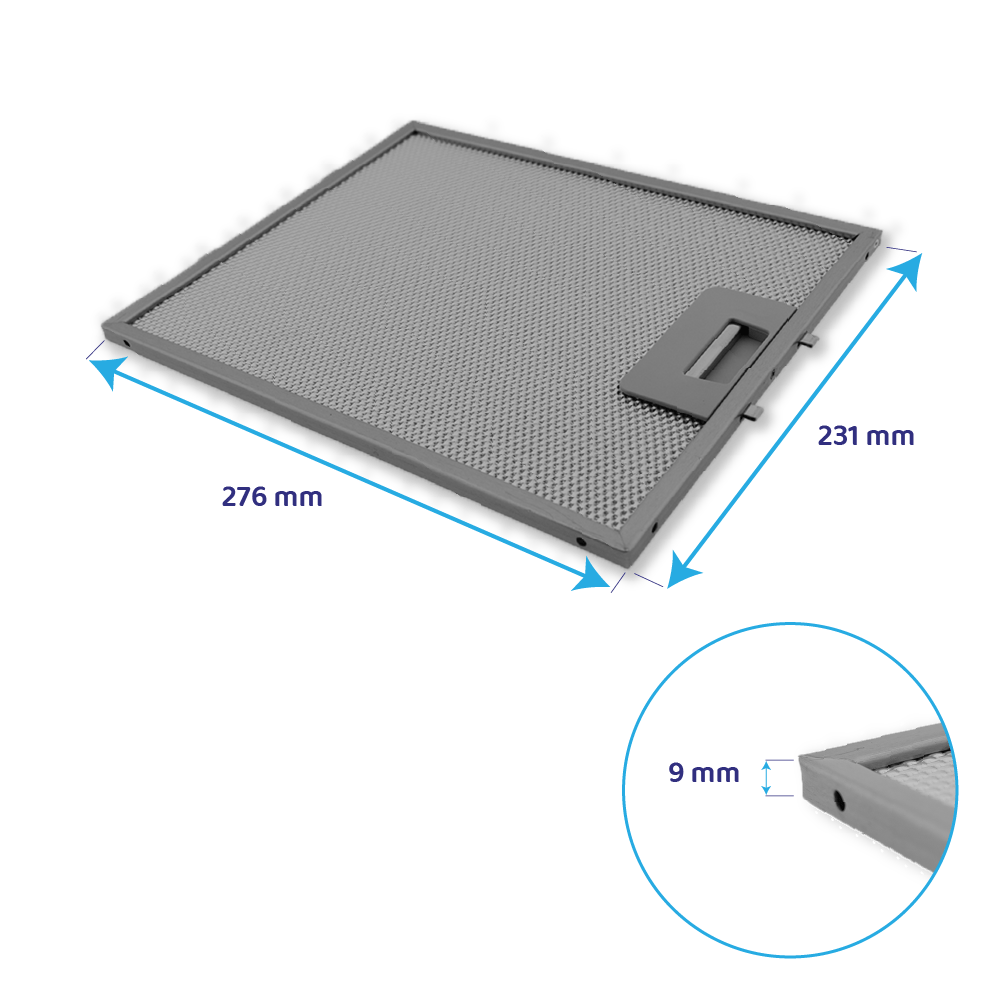 Filtre à graisse en métal 276x231mm Juno 4055101671 par AllSpares