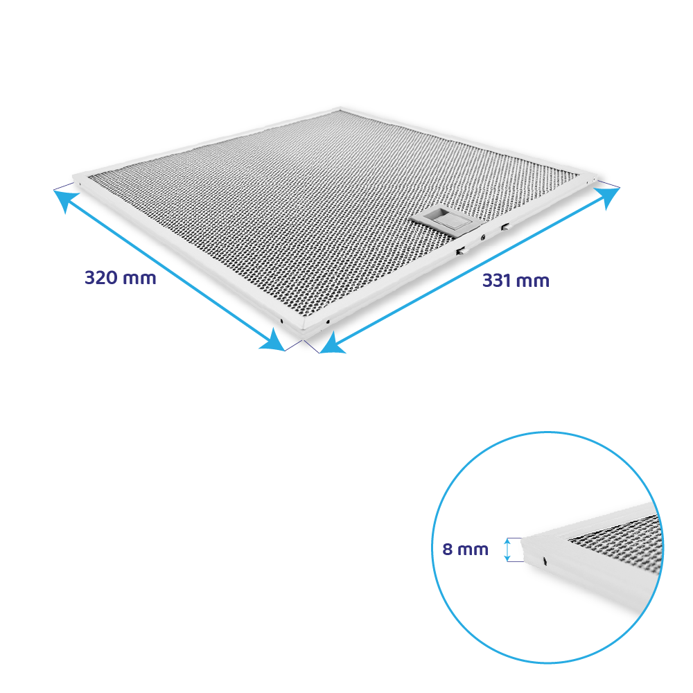 Filtre à graisse en métal 320x330mm Neff 362381 / 00362381 par AllSpares