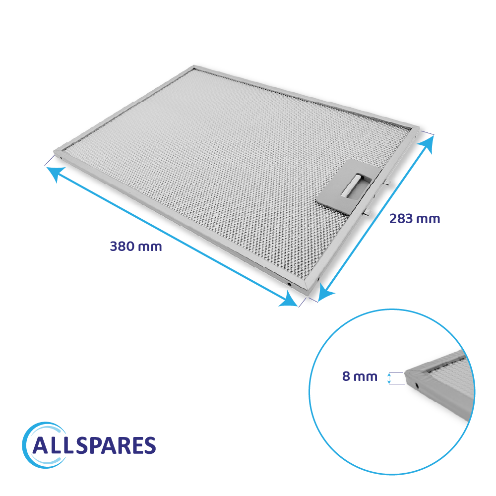 Filtre à graisse en métal 380x283mm Siemens 422872 / 00422872 par AllSpares