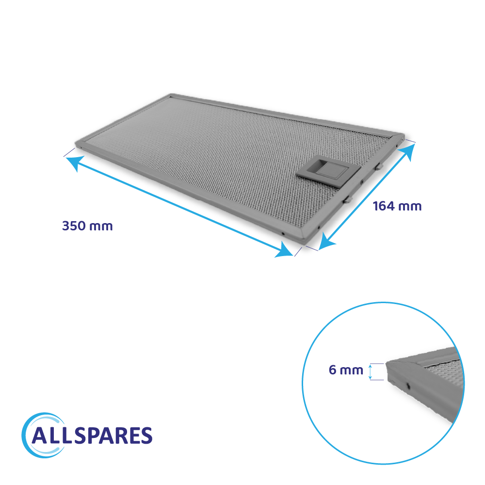Filtre à graisse en métal 350x164mm Siemens 435204 / 00435204 par AllSpares