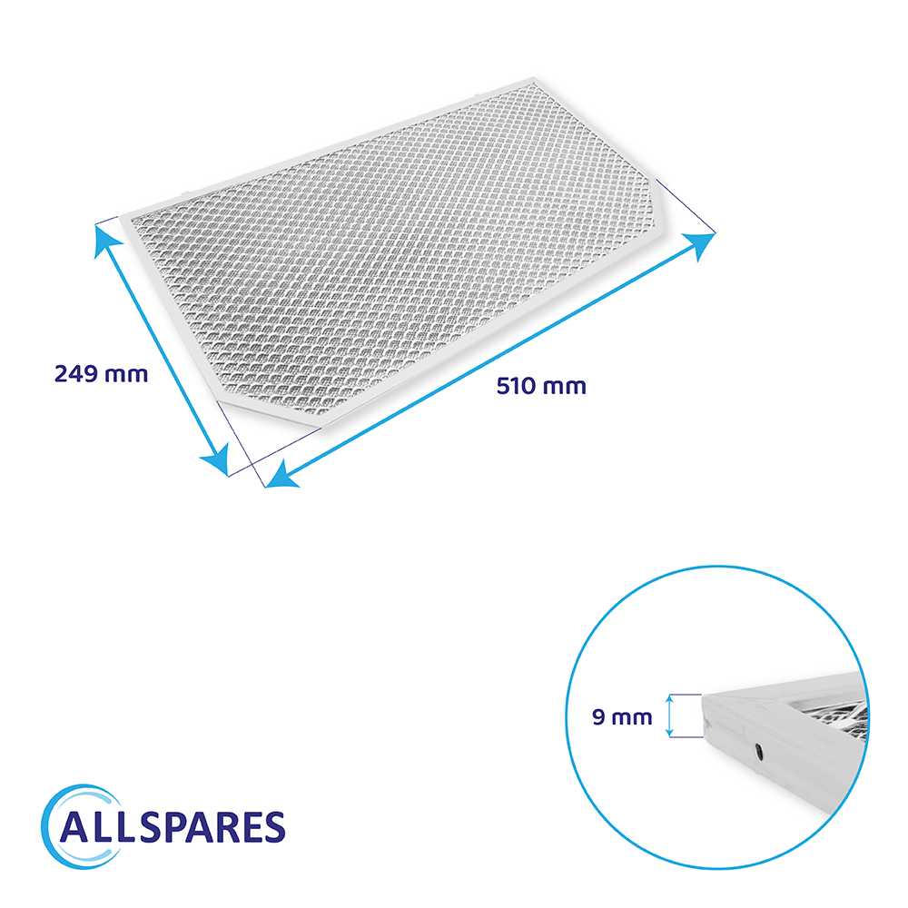 Filtre à graisse en métal 249x510mm Neff 00285348 / 285348 (arrière) par AllSpares