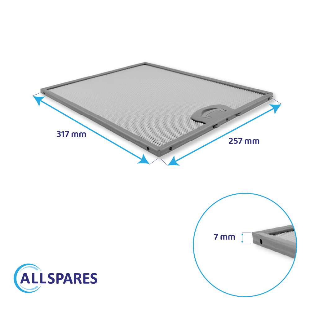 Filtre à graisse en métal 317x257mm compatible avec Samsung DG81-00415A