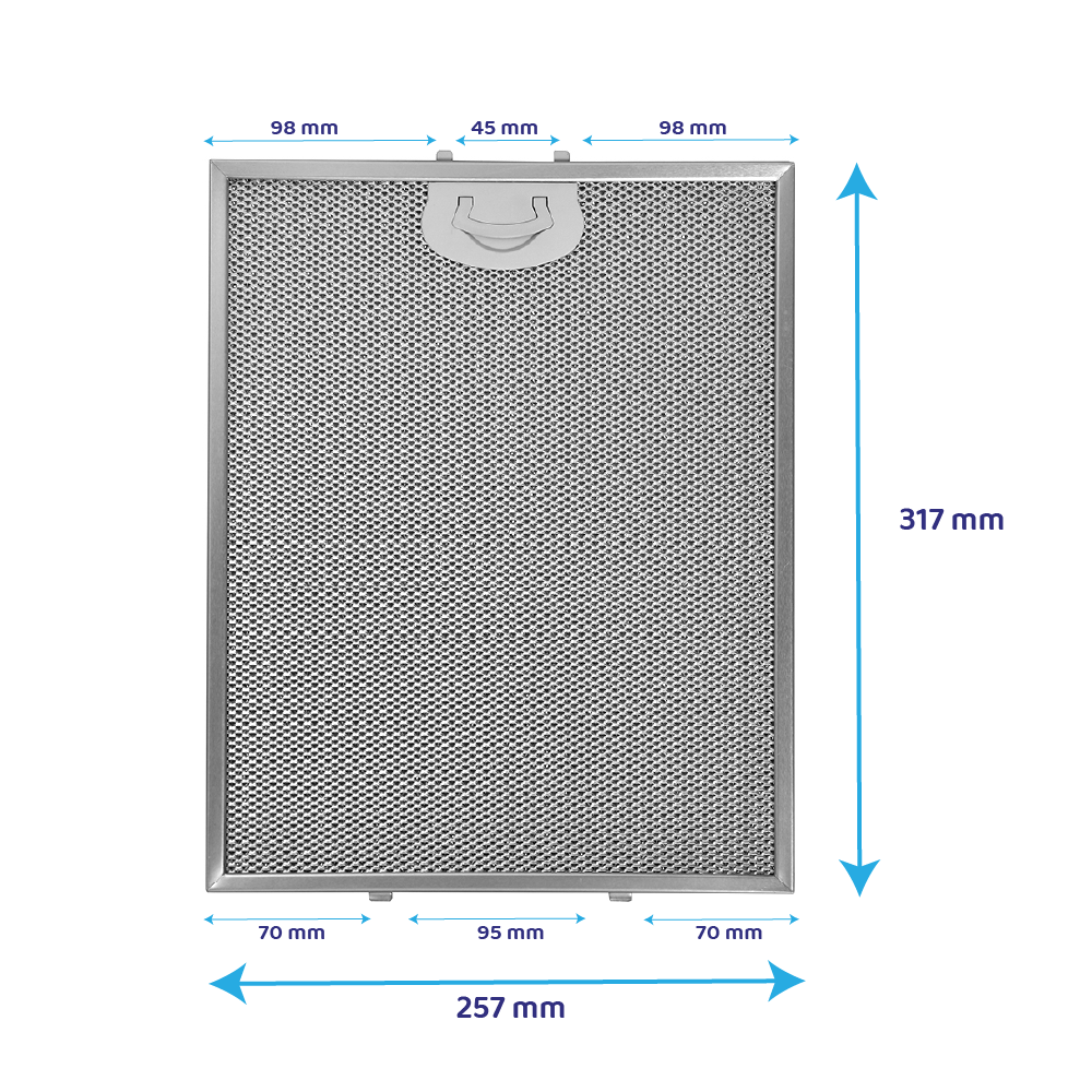 Filtre à graisse en métal 317x257mm compatible avec Samsung DG81-00415A