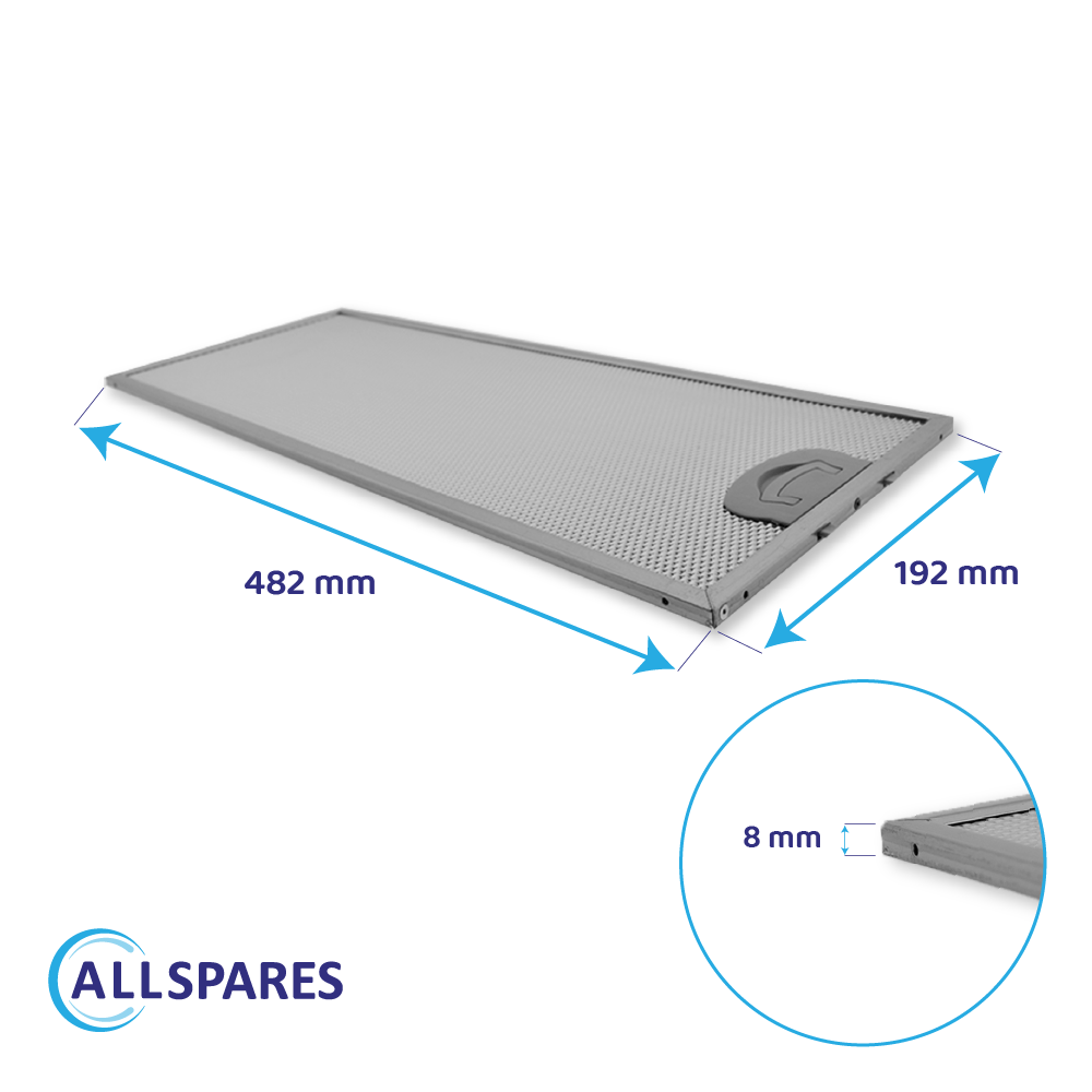 Filtre à graisse en métal 482x192mm compatible avec Viva VVA61F350...