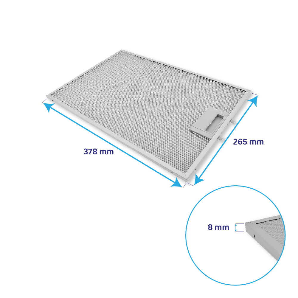 Filtre à graisse en métal 378x265mm d'origine Viva pour VVA62E453 / VVA92E453 / VVA93E450