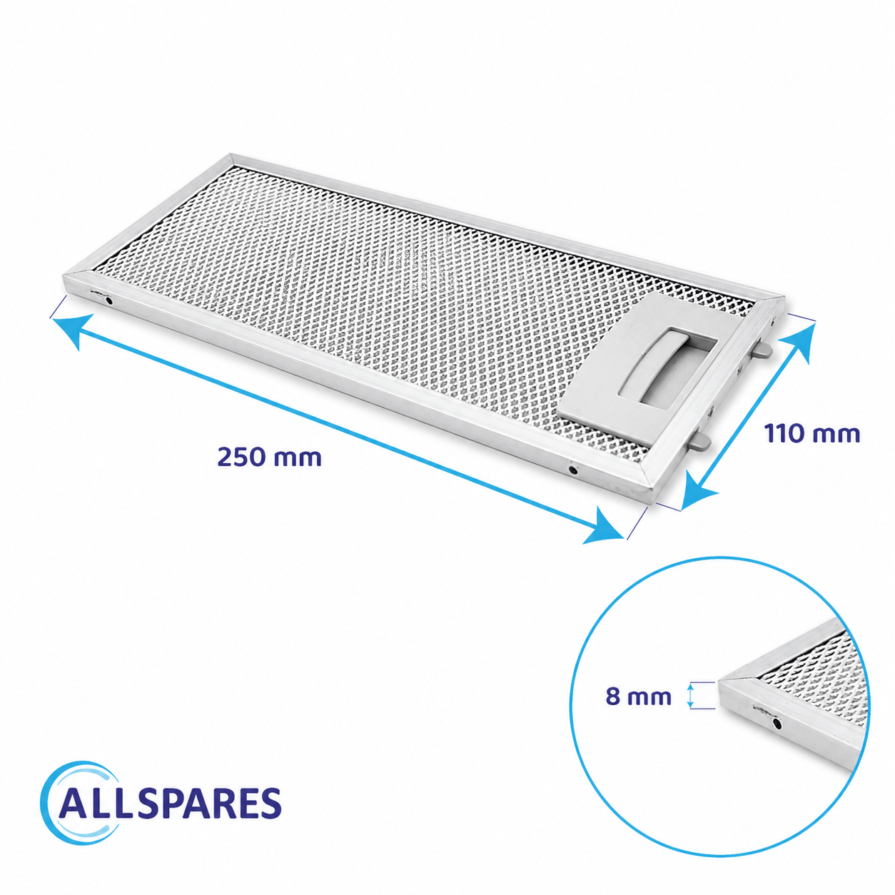 Filtre à graisse en métal 250x110mm compatible avec Neff 11022470