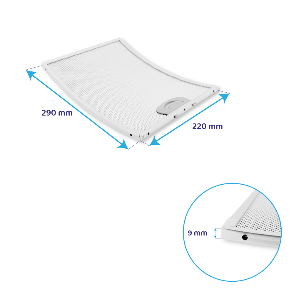 Filtre à graisse en metal 290x220mm (courbé) compatible avec AIRONE